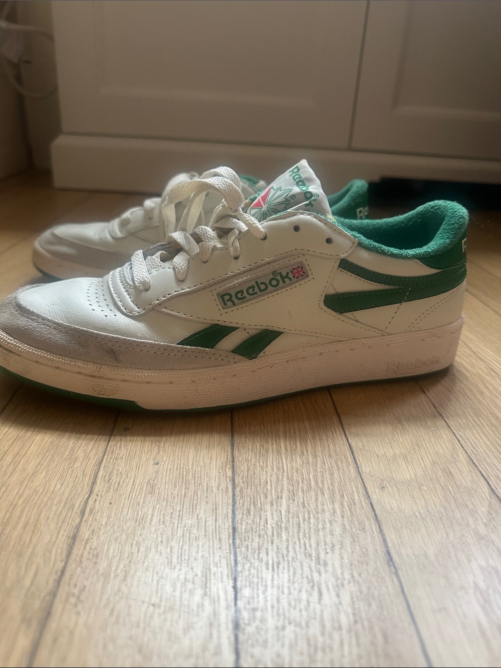 Reebok White and Green Low-Top Sneakers